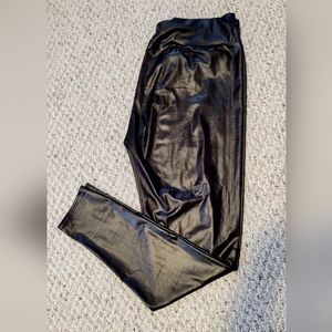 Black Plus size faux leather leggings by 7th element Excellent condition size 3x